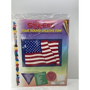 Vtg American Flag 4th of July Stik-EES Holiday Patriotic Window Decor Clings NOS
